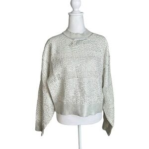 Koko+Mason Women's White Silver Metallic Sweater Size XL NWT
